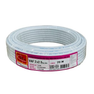 THAI UNION สายไฟ VAF 2x2.5 Sqmm. ยาว 20 เมตร มอก. คุณภาพสูง ทองแดงเต็ม ของแท้ 100%