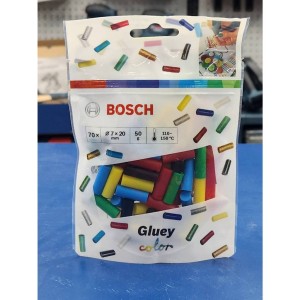 BOSCH แท่งกาวร้อน Gluey หลากสี มีหลากหลายสีให้เลือก 70ชิ้น/แพ็ค รุ่น Gluey Sticks ของแท้100%